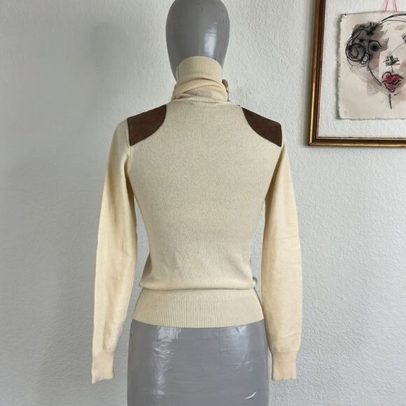 Ralph Lauren Cashmere Suede Shoulder Turtleneck Sweater - Picture 5 of 8